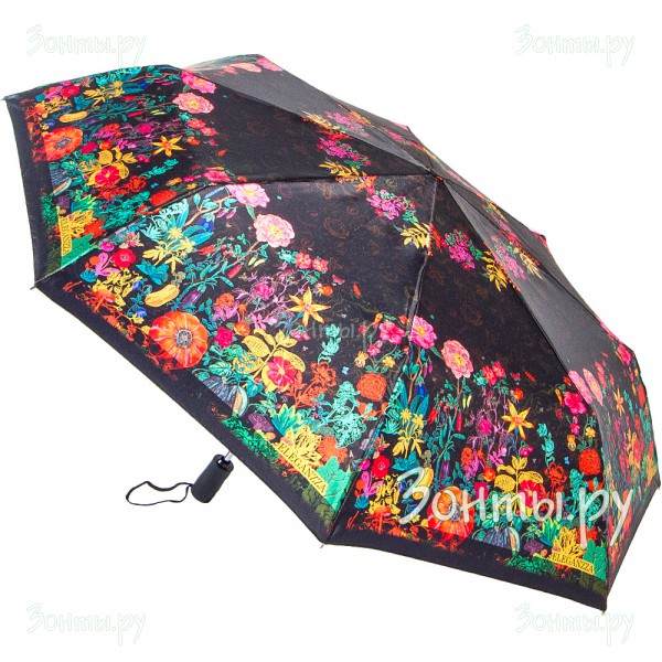 Зонт Eleganzza А3-05-0473LS 01 черный с цветами