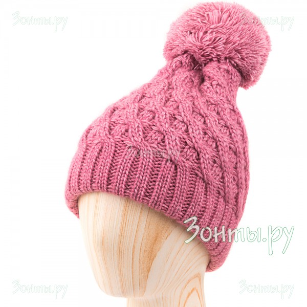 Женская шапка розовая с помпоном Stilla SH-1805-156