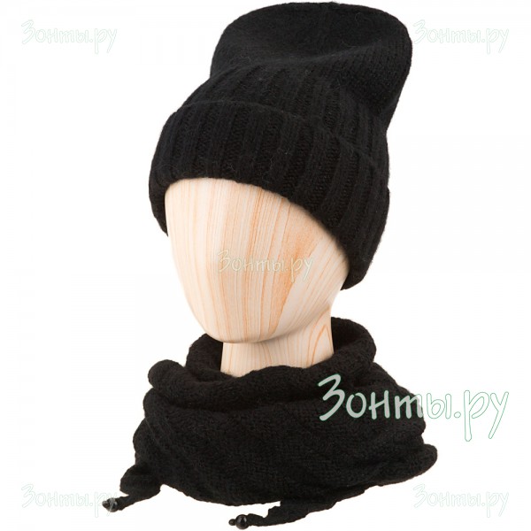 Женская шапка с косынкой черные Stilla SH-1825-03
