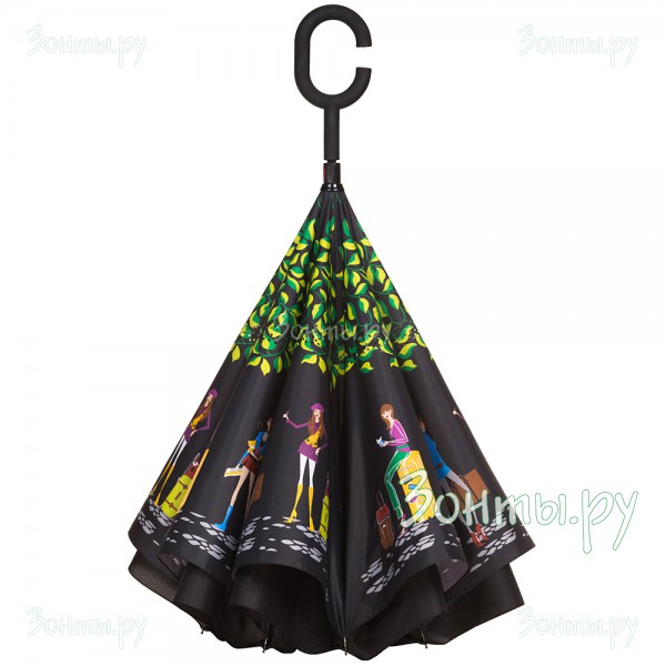 Зонт-трость наоборот с двойным куполом ArtRain 11989-06