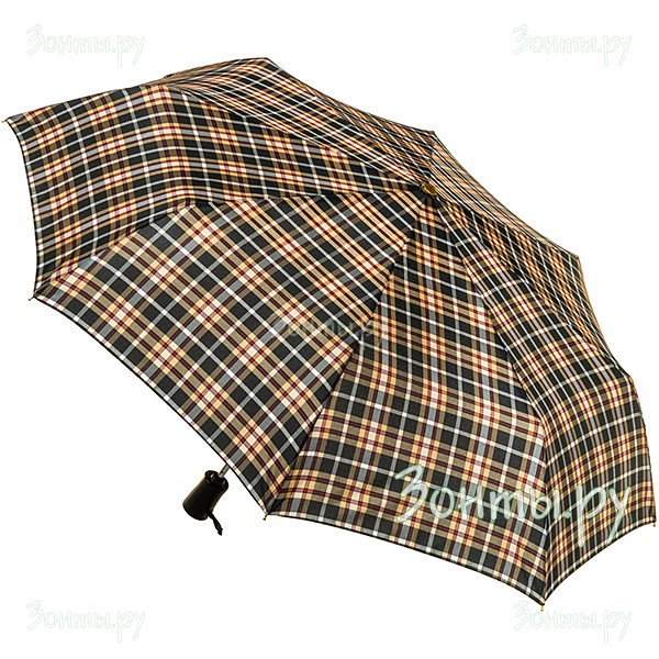 Универсальный клетчатый зонтик Три слона L3803-39G с ручкой из кож. зам.