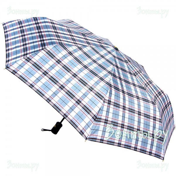 Универсальный клетчатый зонтик Три слона L3803-41G с ручкой из кож. зам.
