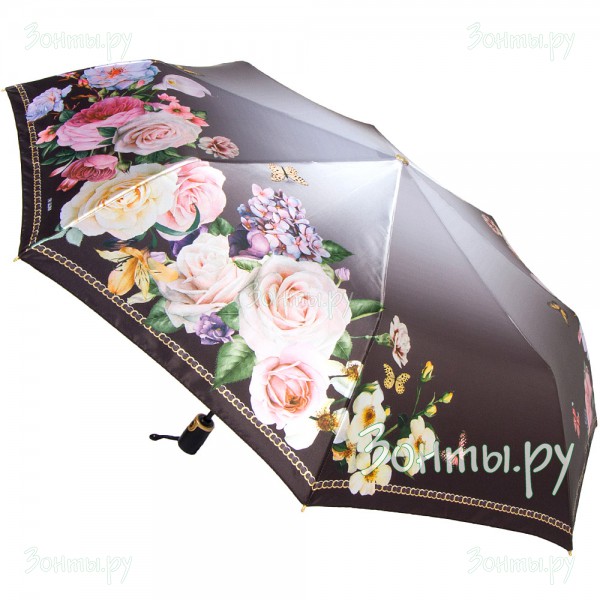 Женский сатиновый зонтик с цветами Три слона L3825-32J
