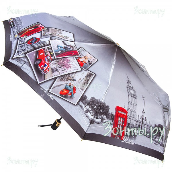 Зонтик женский сатиновый  Три слона L3845-84O полный автомат (Лондон)