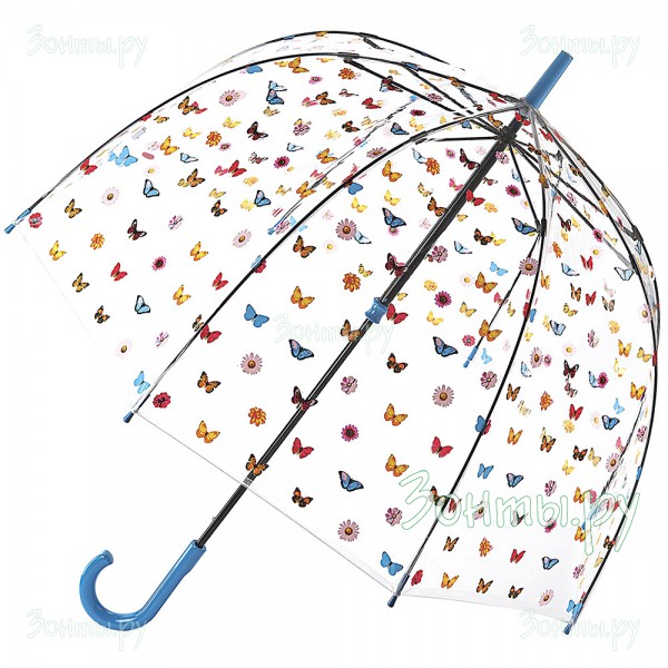 Прозрачный зонт-трость для женщин Fulton L042-3867 (Английский сад)
