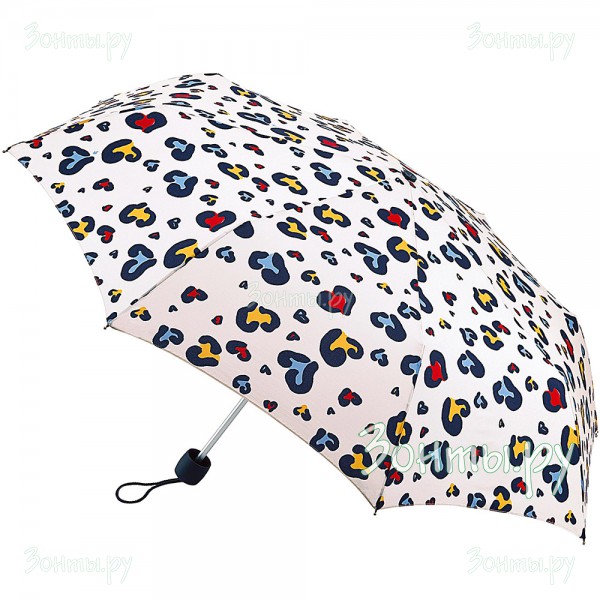 Женский легкий зонт  Fulton L354-3864 Леопардовые сердца