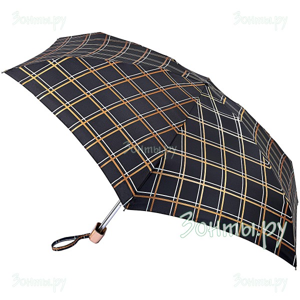 Мини зонтик для женщин Fulton L501-3957 Золотая клетка