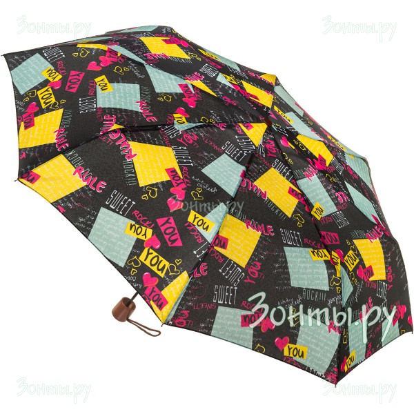 Зонт компактный ArtRain 3535-34 с деревянной ручкой