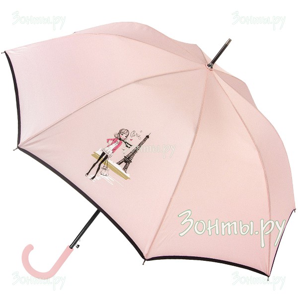 Розовый зонт-трость ArtRain 1621-03 полуавтоматический