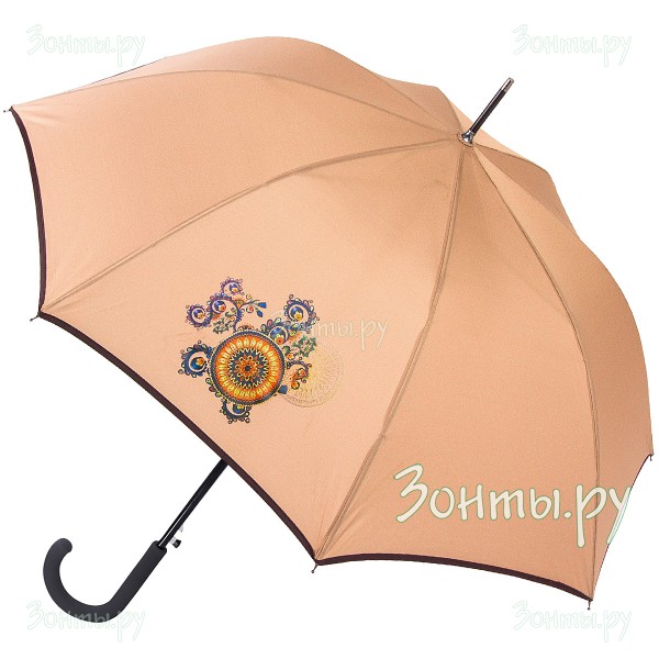 Светло-коричневый зонт-трость ArtRain 1621-05 полуавтоматический