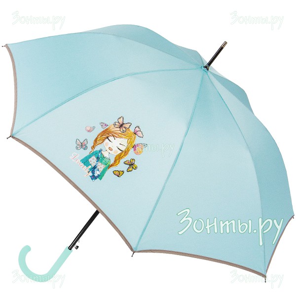 Зонт-трость голубой ArtRain 1621-08 полуавтоматический