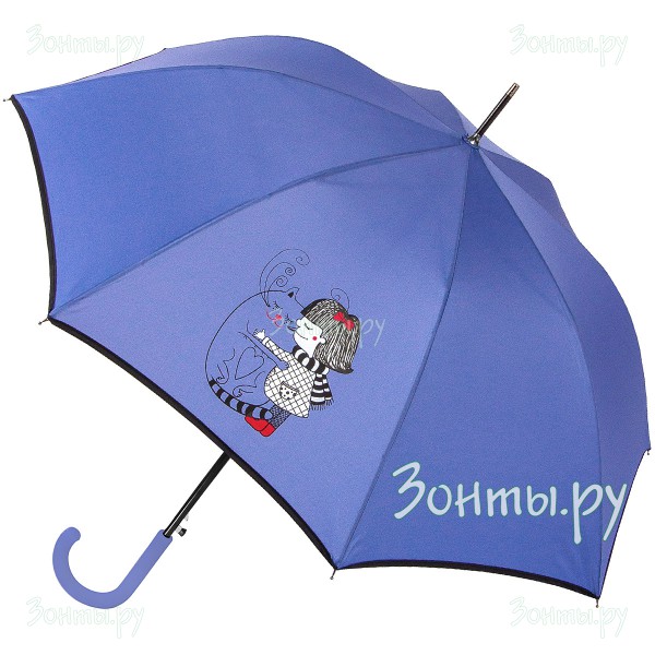 Зонт-трость сине-фиолетовый ArtRain 1621-09 полуавтоматический