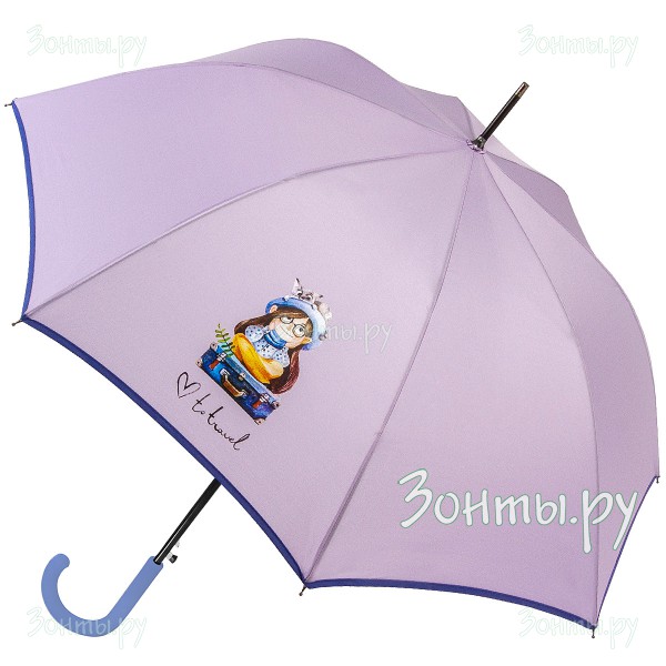 Зонт-трость розово-фиолетовый ArtRain 1621-10 полуавтоматический