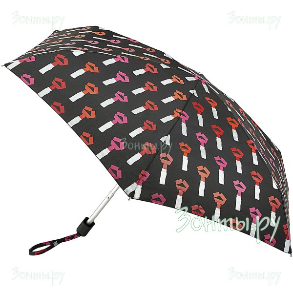 Дизайнерский женский зонтик плоский Lulu Guinness L717-3801 TapeLipstick