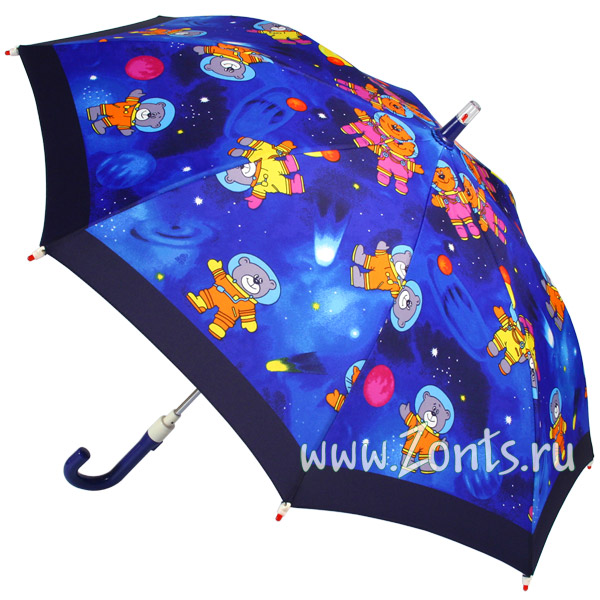 Мишка в космосе - синий детский зонт с лампочками Zest 21551-18