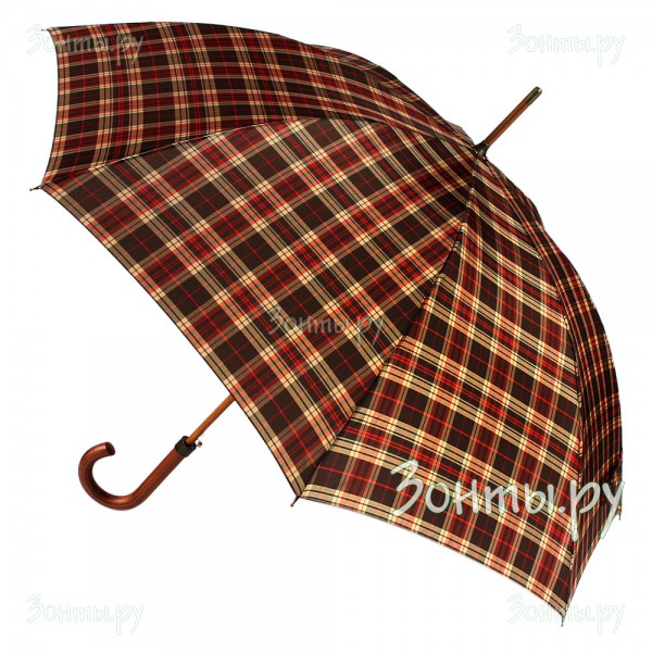 Английский зонт трость в клеточку с деревянной ручкой Zest 51652-01