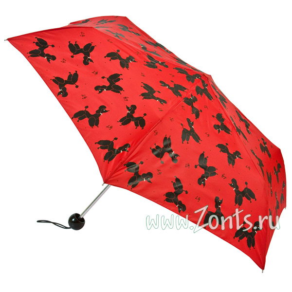 Красный женский зонт с пуделями Lulu Guinness L718-2277 Poodle Print Superslim-2