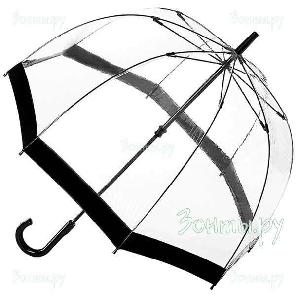 Женский зонт-трость - Fulton L041-001 Black Birdcage-1 с черной каймой