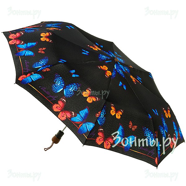 Легкий женский зонтик Airton 3635-79 с разноцветными бабочками на куполе