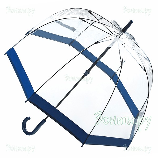 Прозрачный зонт-трость Fulton L041-033 Navy Birdcage-1 с синим кантом