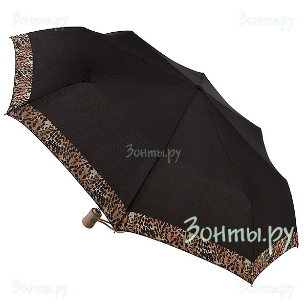 Черный женский зонт Fulton R346-2713 Leopard Border