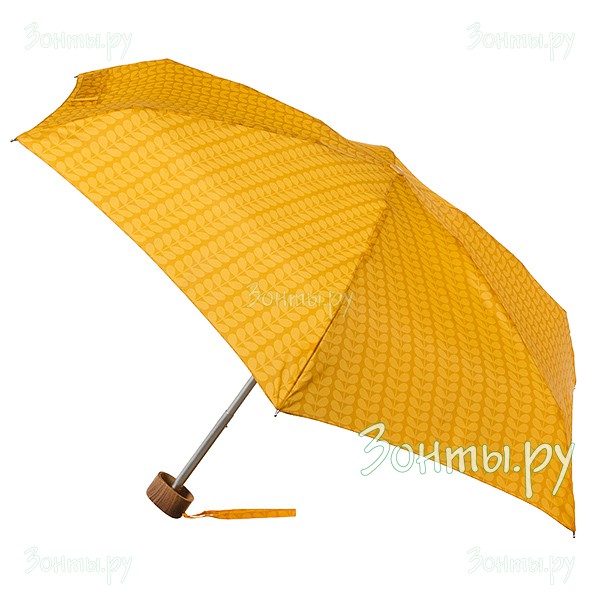 Женский плоский мини-зонт Orla Kiely L744-2286 Bi-Colour Stem Ochre
