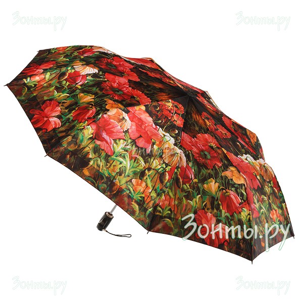 Женский блестящий сатиновый зонт Zest 23944-334 с цветочным принтом