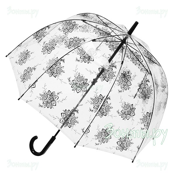 Прозрачный женский зонт-трость Fulton L042-2838 Flora Birdcage-2