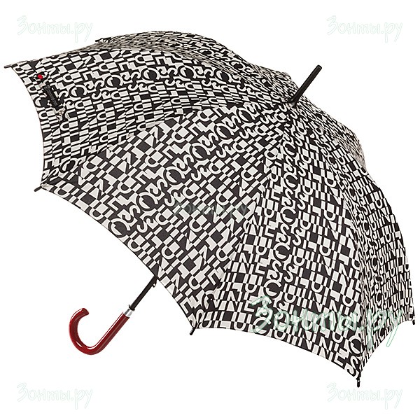 Женский зонт-трость с дизайнерским принтом Lulu Guinness L764-3082 Cut Up Logo Kensington-2