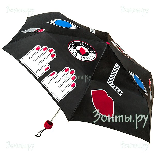 Женский легкий зонт с дизайнерским рисунком Lulu Guinness L718-3258 Stickers