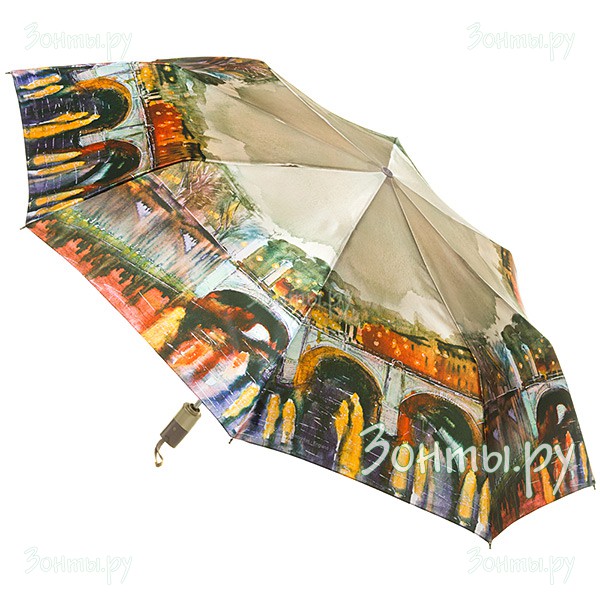 Женский зонт полный автомат Zest 23744-468 из блестящей ткани