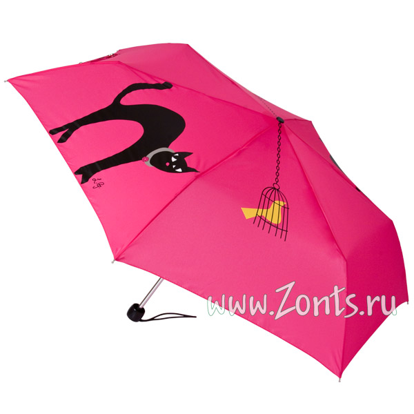 Розовый дизайнерский зонтик Lulu Guinness L718-2074 Bird&Cat