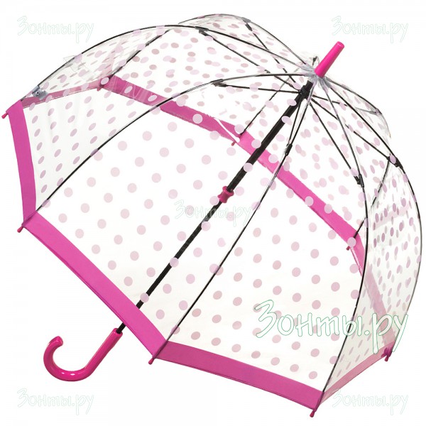 Зонт прозрачный с рисунком (для женщин) Fulton L042-3388 Pink Polka Dot Birdcage-2