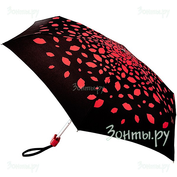Плоский женский зонт от дизайнера Lulu Guinness L717-3178 Raining Lips