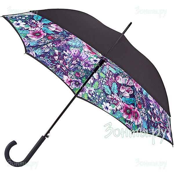 Черный женский зонт с двойным куполом Fulton L754-3275 Floral Haze