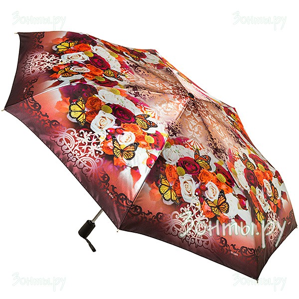 Сатиновый женский зонтик полный автомат Три слона 090-02E