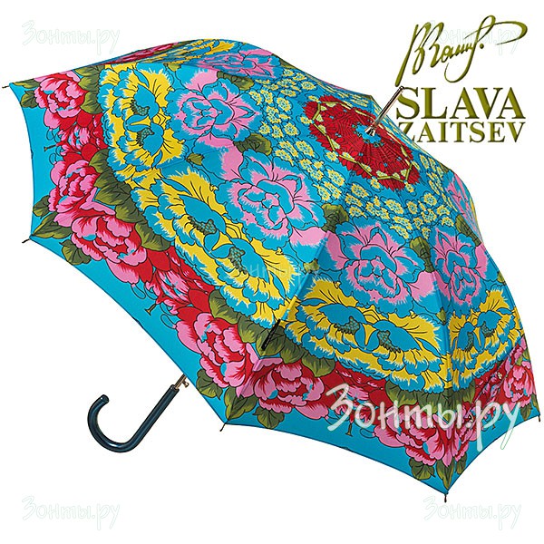 Зонт-трость женский с дизайнерским рисунком Слава Зайцев SZ-072 auto