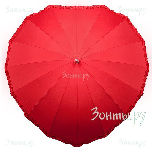 Красный зонт-трость My Love с рюшами