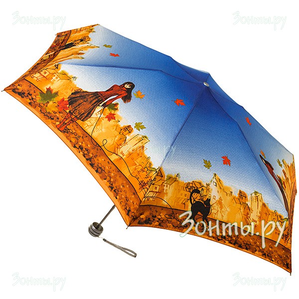 Миниатюрный женский зонтик Zest 253626-144 с рисунком девушки и кошки