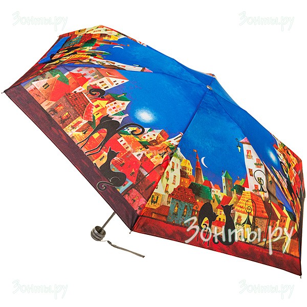 Компактный женский зонт Zest 253626-449 с рисунком кошек в городе