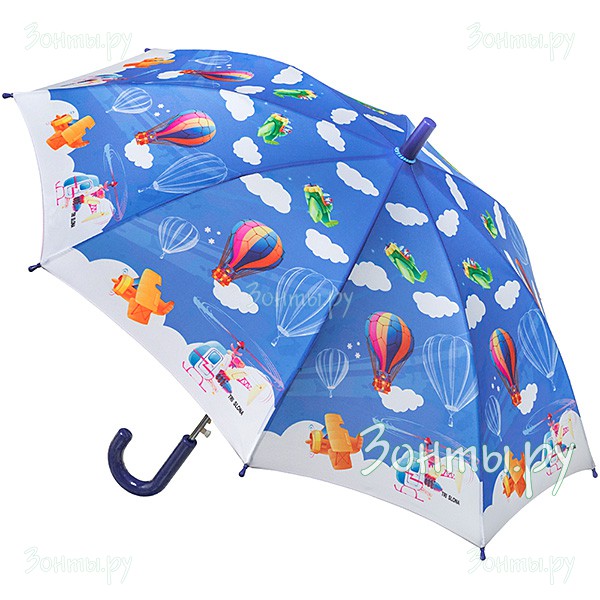 Зонт-трость голубой для мальчика Три слона C-47-24B
