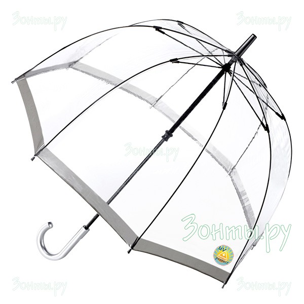 Женский прозрачный зонтик с УФ защитой от солнца Fulton L783-03 с серой каймой