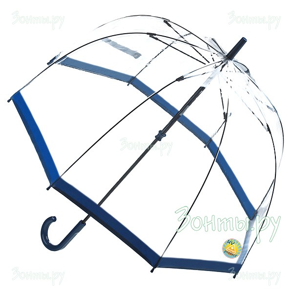 Прозрачный солнцезащитный женский зонтик Fulton L783-033 с синей каймой