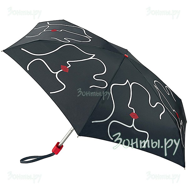 Дизайнерский женский зонтик плоской формы Lulu Guinness L717-3551 Kissing Lips