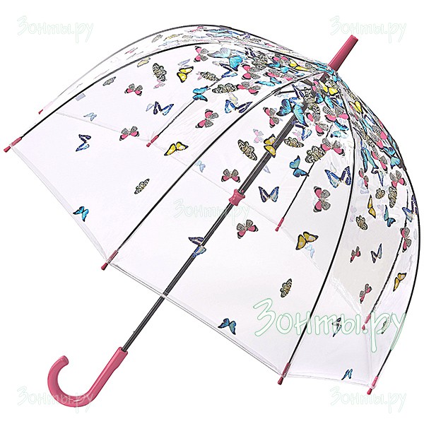 Прозрачный женский зонт с бабочками Fulton L042-3544 Raining Butterflies Birdcage-2