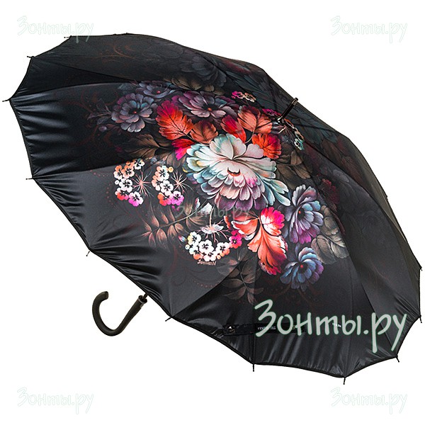 Женский зонт-трость с двойными спицами Три слона 3900-06B сатиновый