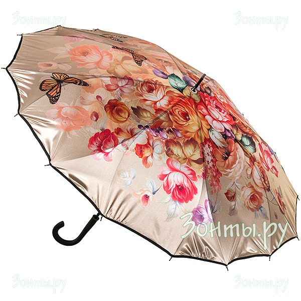 Женский зонт-трость сатиновый с двойными спицами Три слона 3900-08B