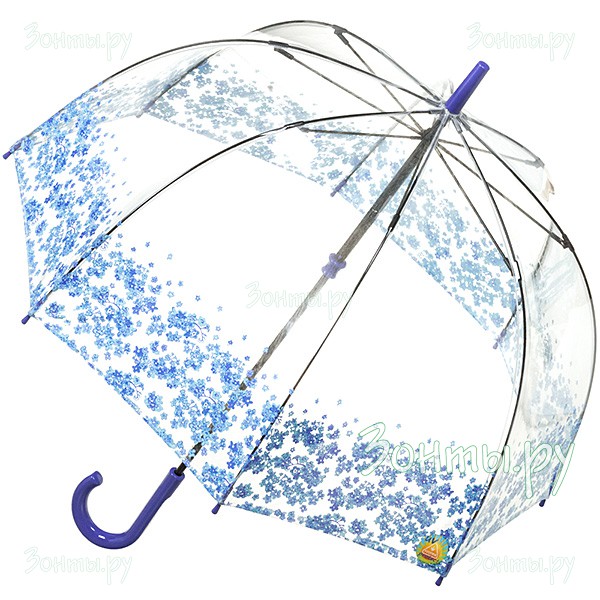 Прозрачный зонт-трость с глубоким куполом Fulton L787-3017 с UPF фильтром