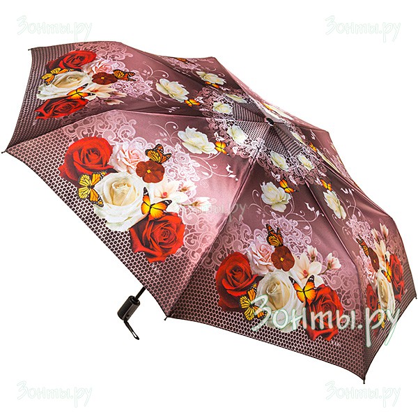 Женский зонт с цветами и бабочками Три слона L3760-39F полный автомат