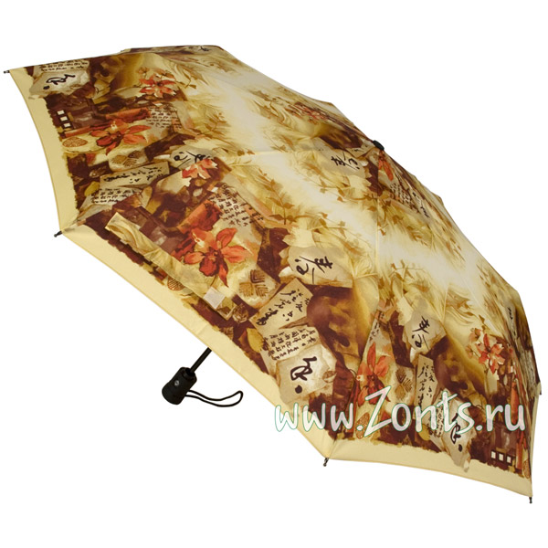 Красивый женский зонт Airton 3915-13 с узором в виде иероглифов
